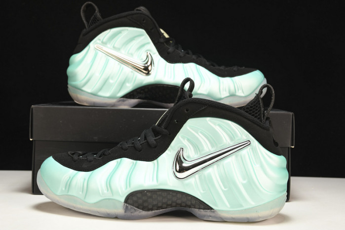 nike air foamposite pro “island green” metallic platinum mens 624041-303