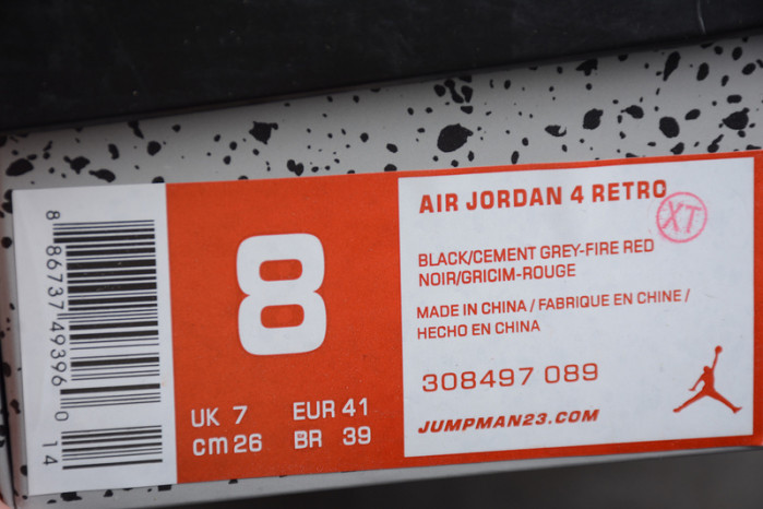 AIR JORDAN 4 RETRO "BRED 2012 RELEASE" - AIR JORDAN - 308497-089