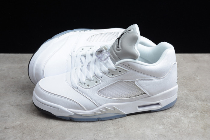 air jordan 5 retro low white/wolf grey-black 819172-122