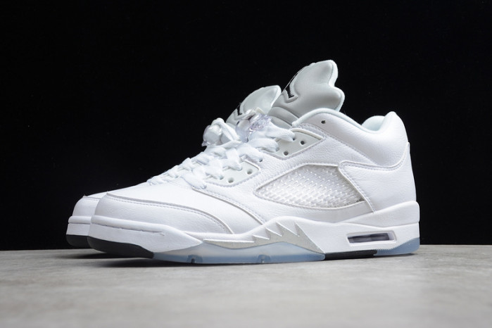 air jordan 5 retro low white/wolf grey-black 819172-122