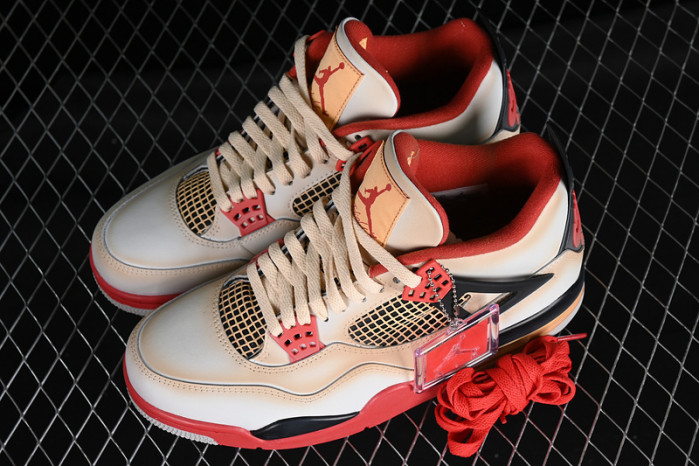 jordan air jordan 4 retro white/red/black/yellow aq9129-105