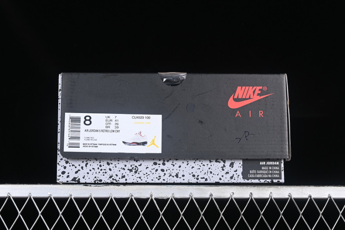 air jordan 5 low white/red/silver/black cu4523-100