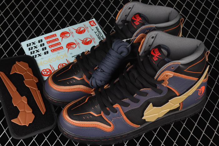gundam x nike sb dunk high “banshee” dh7717-400