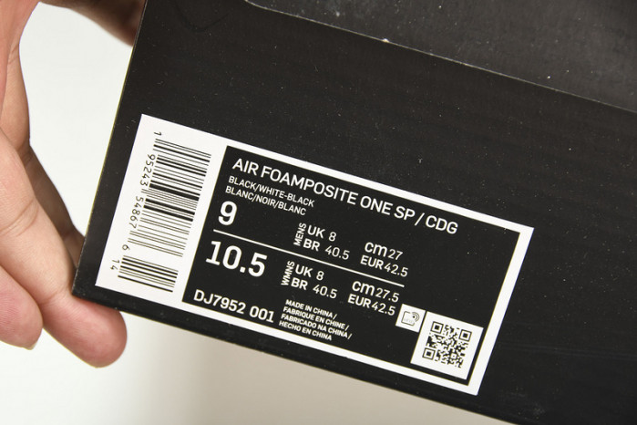 nike air foamposite one comme des garcons homme plus black dj7952-001